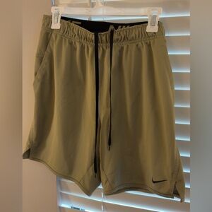 Nike Men’s Olive Athletic Training Shorts with Black Drawcord